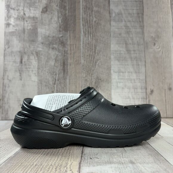 Crocs Classic Lined Clogs Little Kids PS Size 13 Slip On Shoes Sandals Black - Picture 5 of 11